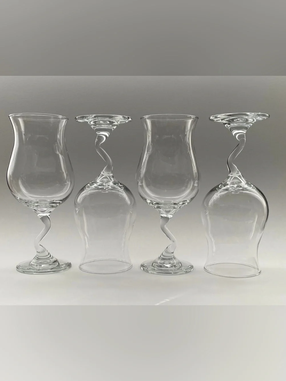 Libbey Z stem Clear Twisted hurricane Wine Glasses - Set of 4